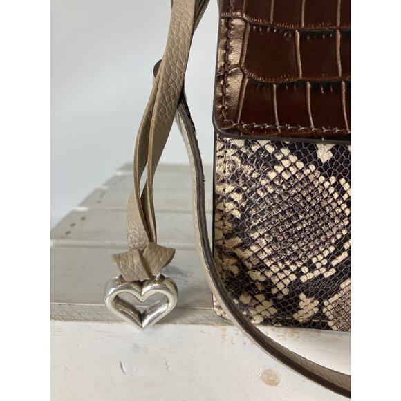 BRIGHTON ANIMAL PRINT BROWN GRAY LEATHER SMALLCROSSBODY BAG - Picture 3 of 16